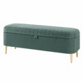 Banc coffre 120 x 45 x 48 cm en velours vert avec rangement style contemporain