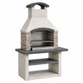 Barbecue de jardin 120 x 70 x 220 cm en béton gris et pierre avec grille en acier style traditionnel