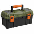 Boîte à outils 50 x 25 x 25 cm en plastique vert noir orange avec organisateurs et poignée de transport