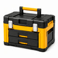 Boîte à outils 50 x 30 x 35 cm en plastique noir jaune avec tiroirs et poignée de transport