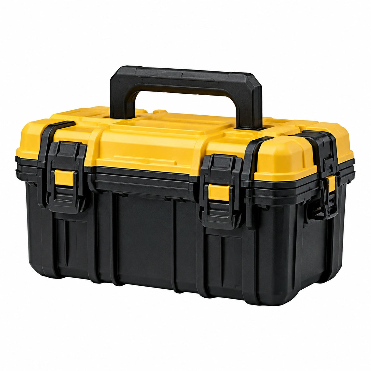 Mallette de rangement 45 x 30 x 25 cm en plastique noir et jaune avec poignée rigide