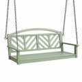 Balancelle de jardin 122 x 66 x 60 cm en bois vert avec chaînes style classique