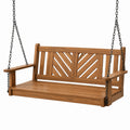Balancelle de jardin 150 cm en bois marron avec chaînes en métal style classique