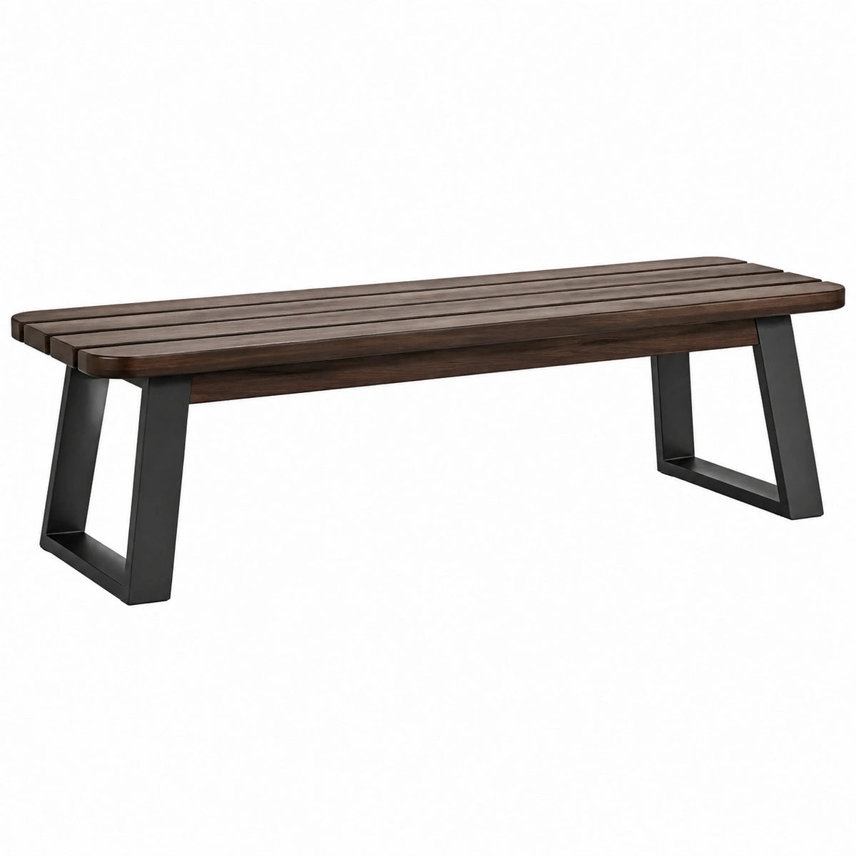 Banc 160 x 40 x 45 cm en bois brun et métal noir style industriel