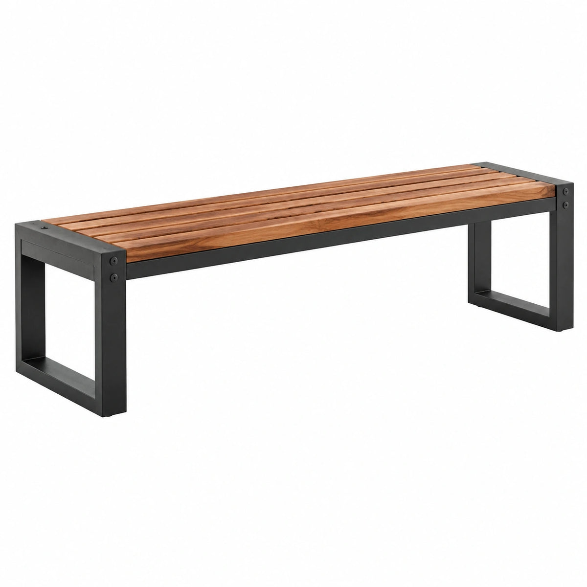 Banc de jardin 120 x 35 x 45 cm en bois et métal brun noir style industriel