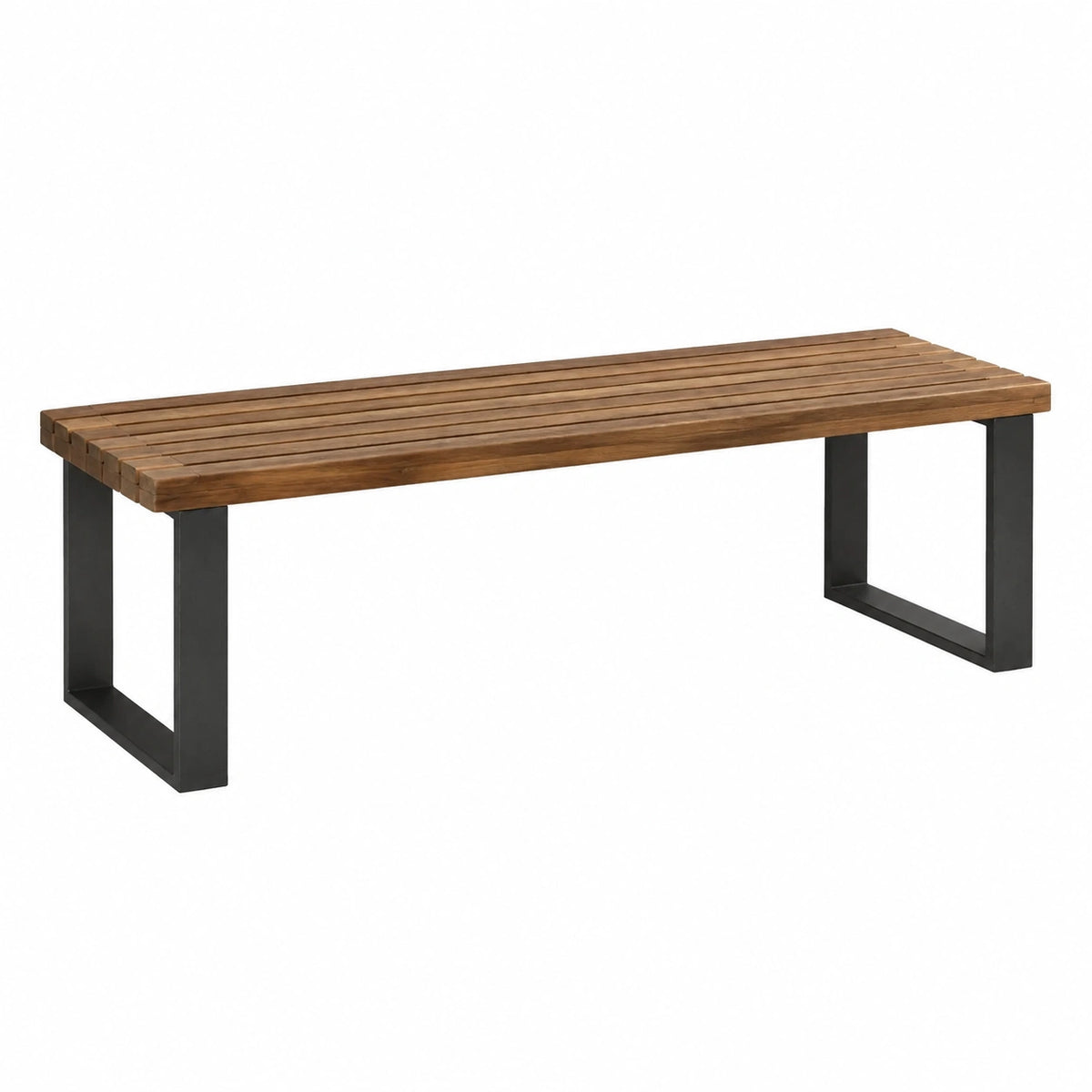 Banc 180 x 35 cm en bois marron et métal noir style industriel
