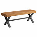 Banc 180 cm en bois massif marron et métal noir style industriel