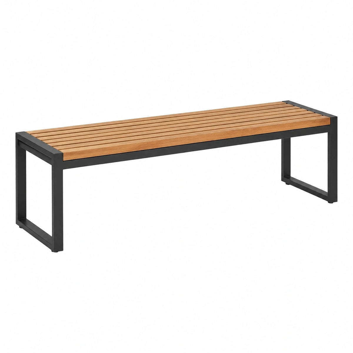 Banc de jardin 150 x 40 x 45 cm bois marron métal noir style industriel