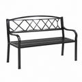 Banc de jardin 122 x 61 x 90 cm en métal noir à dossier ajouré