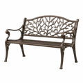 Banc de jardin 120 cm en métal brun à dossier ajouré style classique
