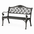 Banc de jardin 122 x 61 x 88 cm en aluminium noir style classique