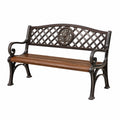 Banc de jardin 122 x 62 x 87 cm bois et métal marron noir style classique