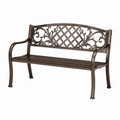 Banc de jardin 122 cm en métal bronze style classique à accoudoirs
