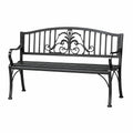 Banc de jardin 125 x 62 x 90 cm en métal noir à dossier décoratif classique